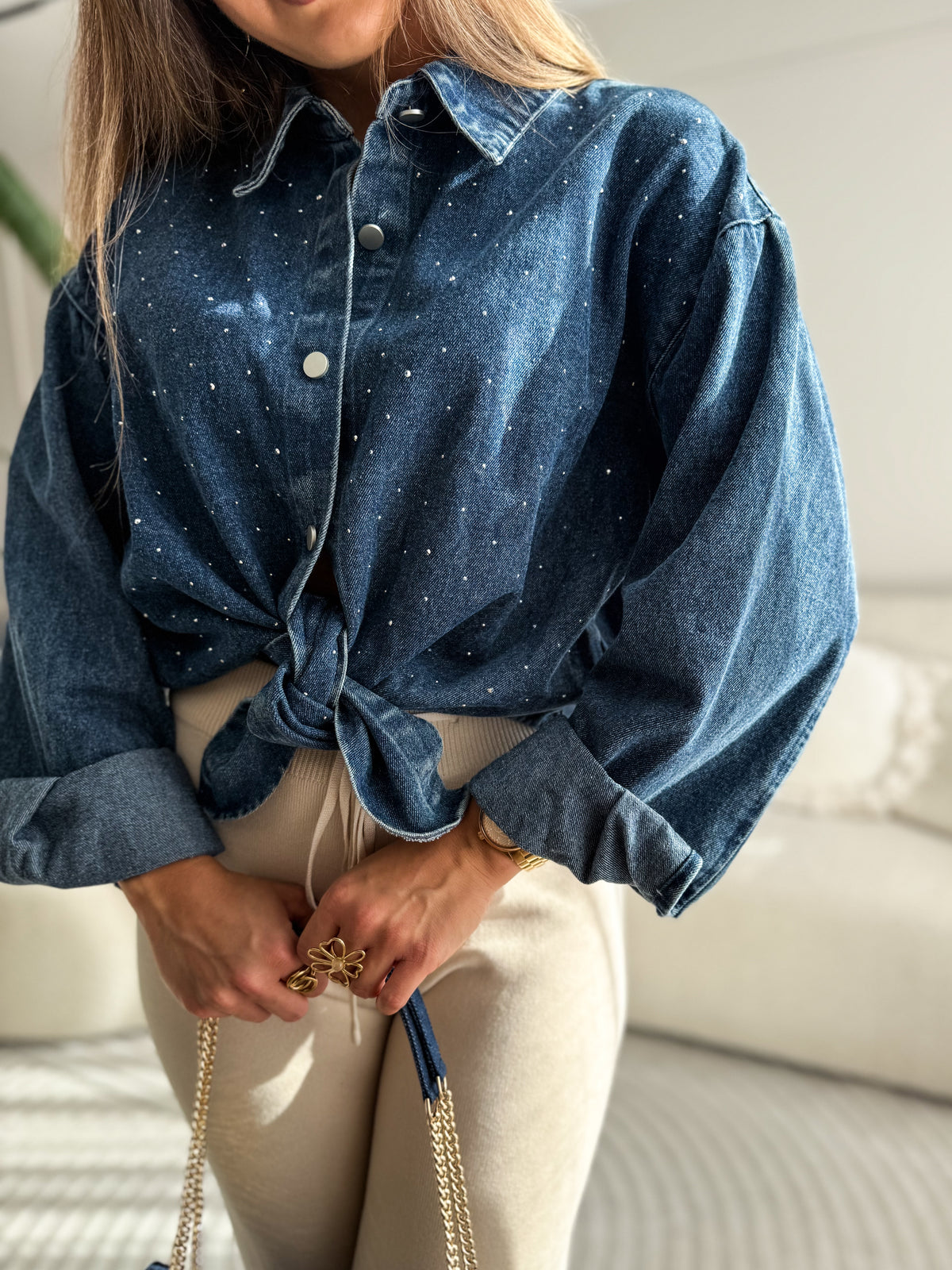 Mia Crystal Denim Shirt