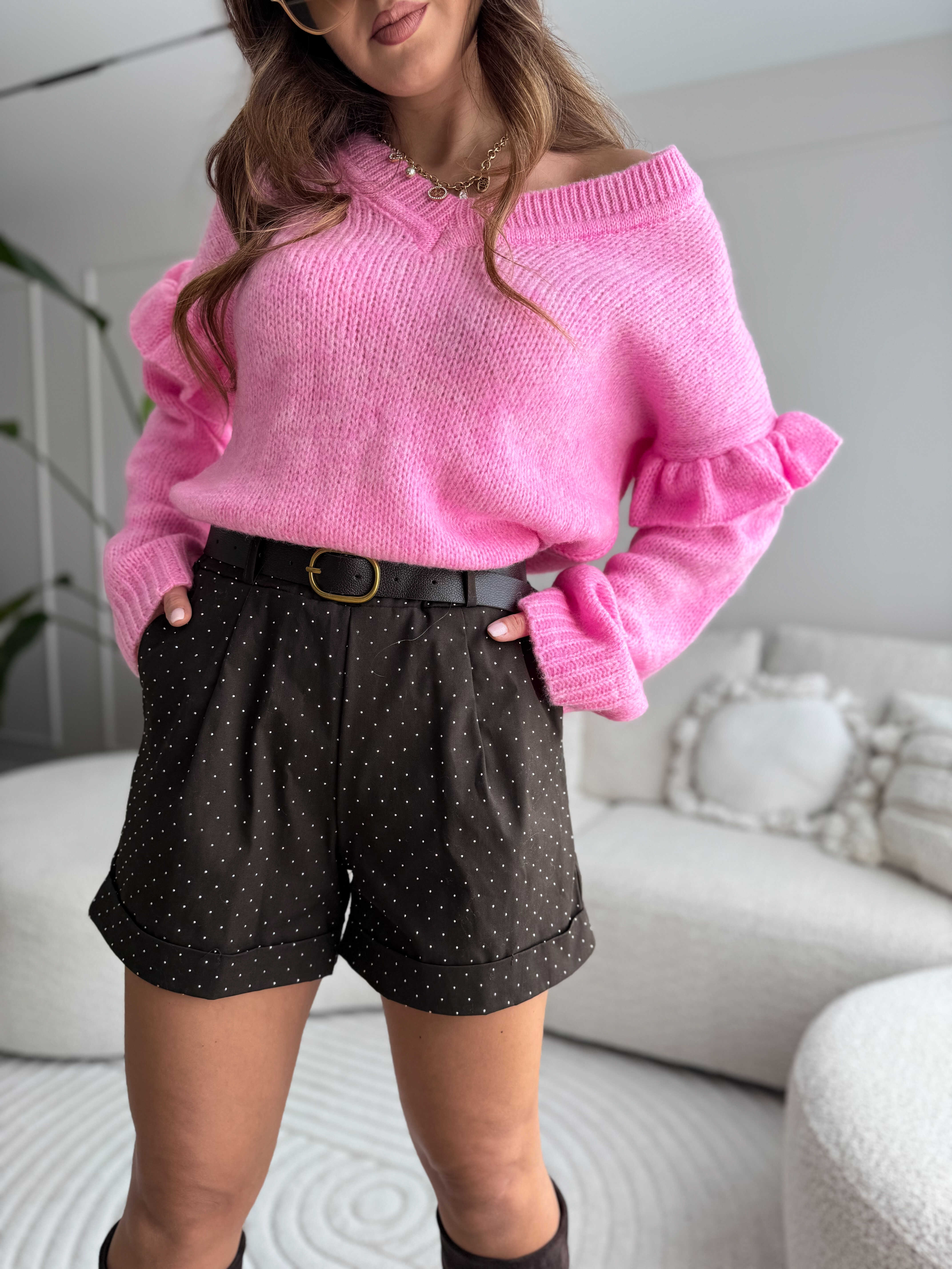 Trees Shorts met glitters brown