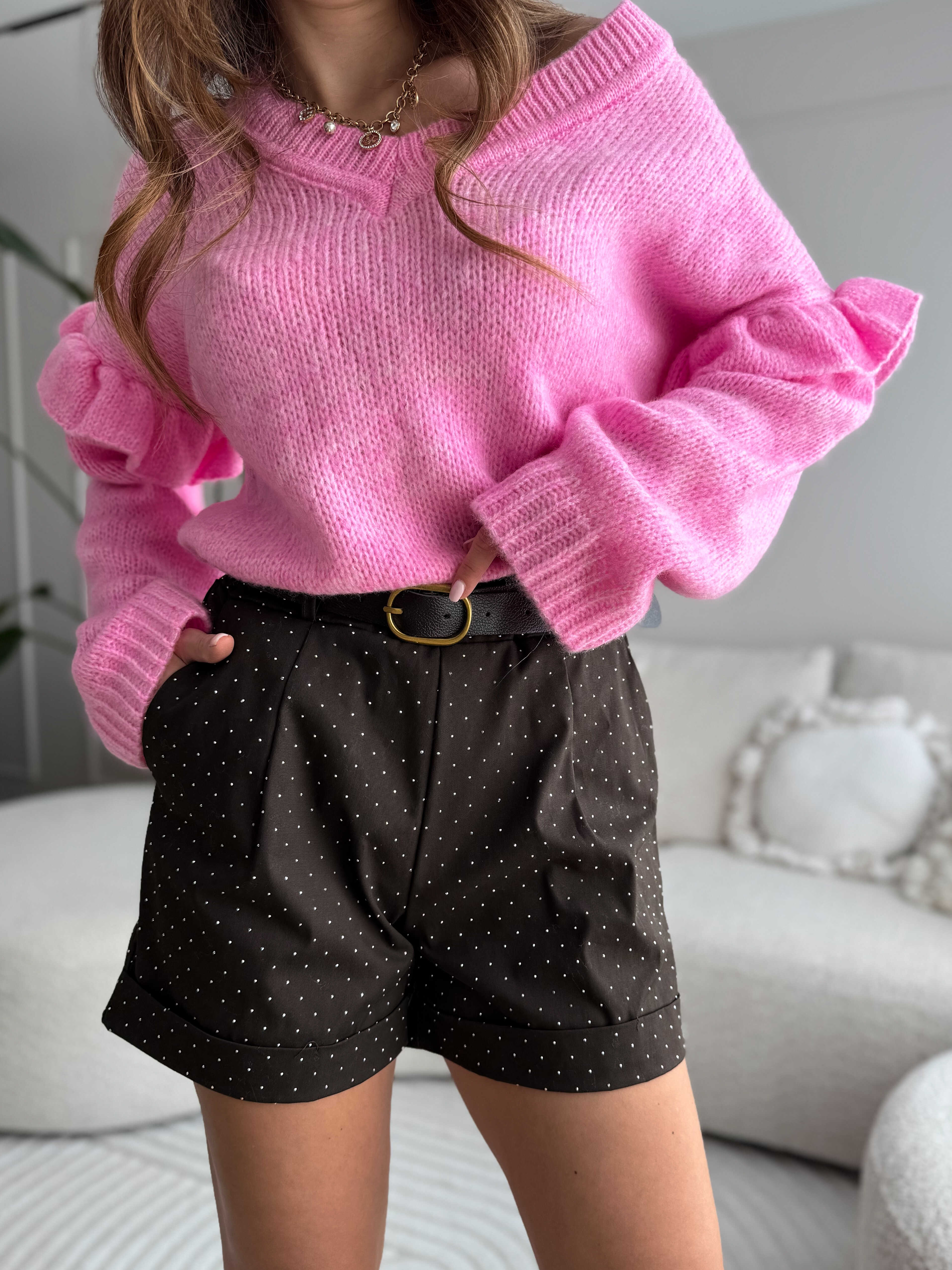 Trees Shorts met glitters brown