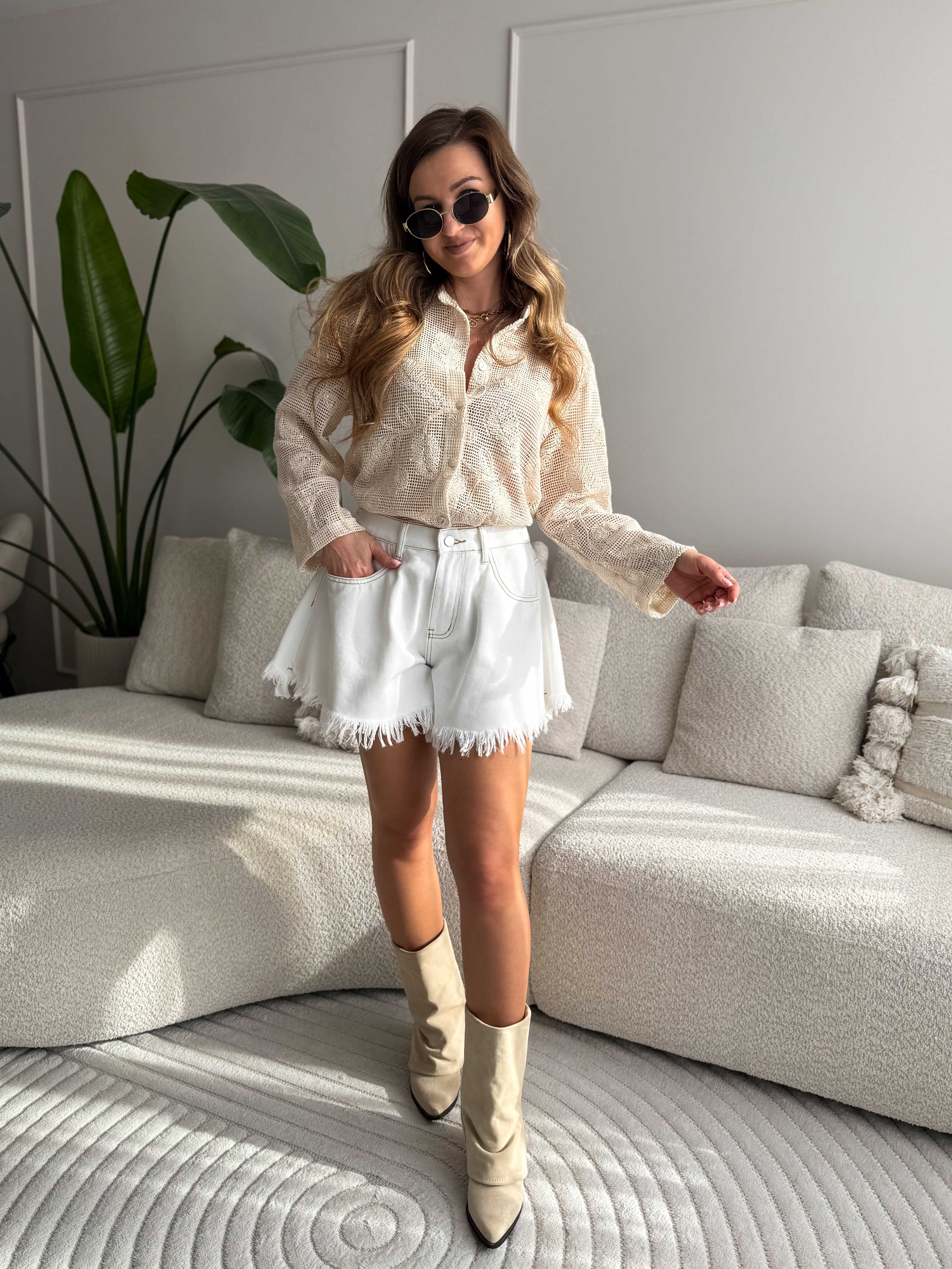 Crochet Blouse Beige