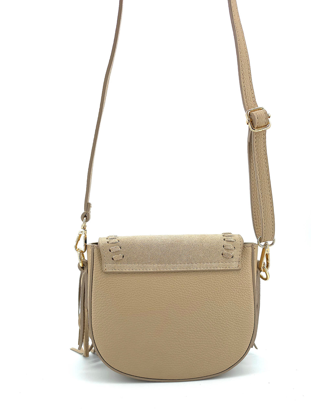 Boho Crossbody Bag - Real Leather Taupe