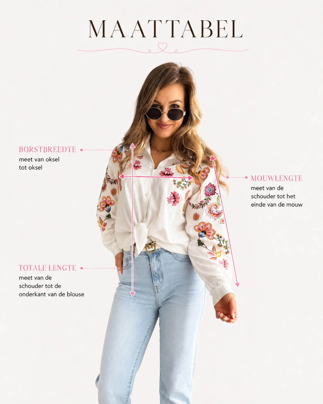 Meetschema voor Kendra Blouse Beige