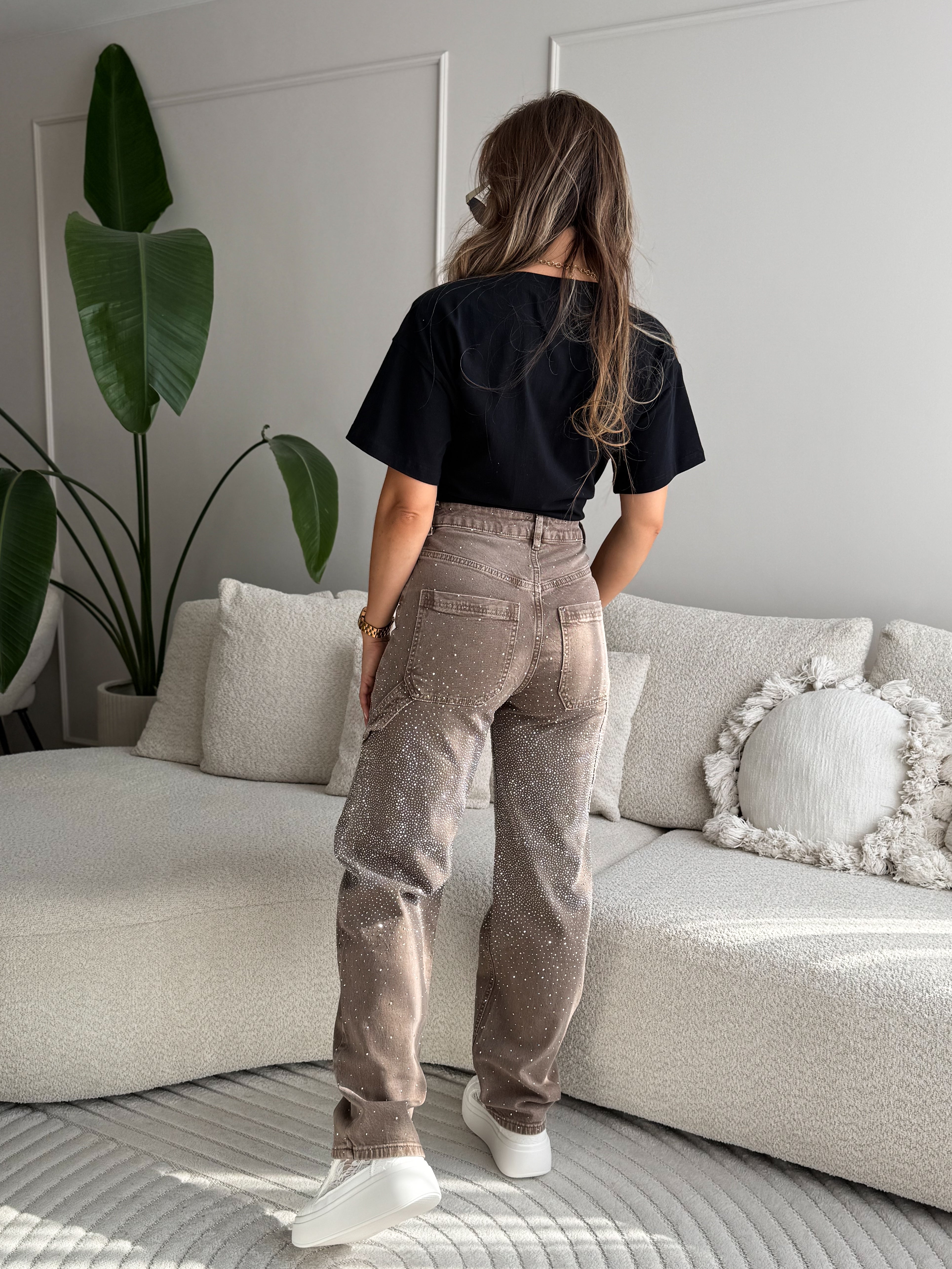 Grace Crystal Jeans Brown Barrel
