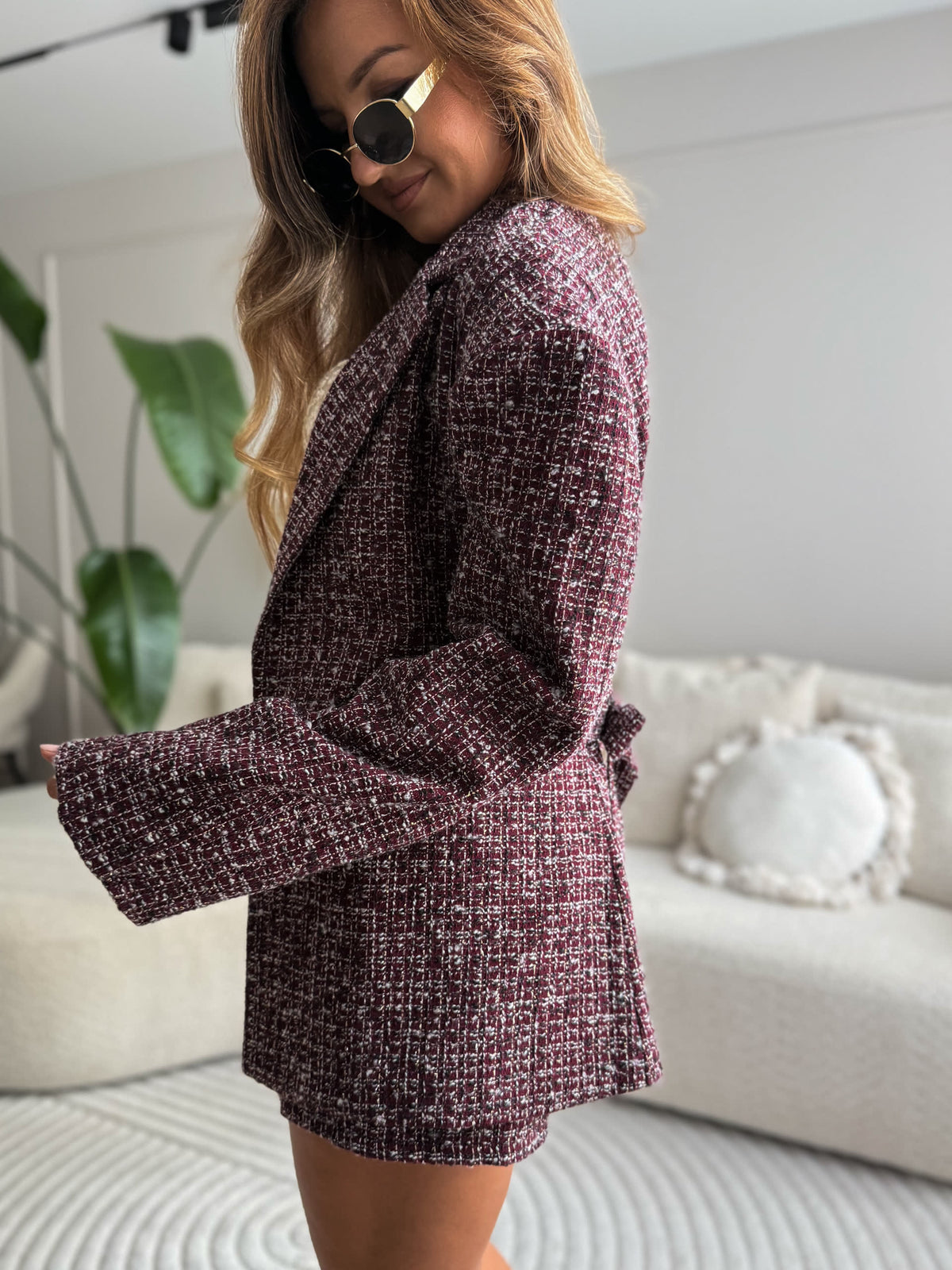 Olia Classy Set Blazer + Skort Burgundy
