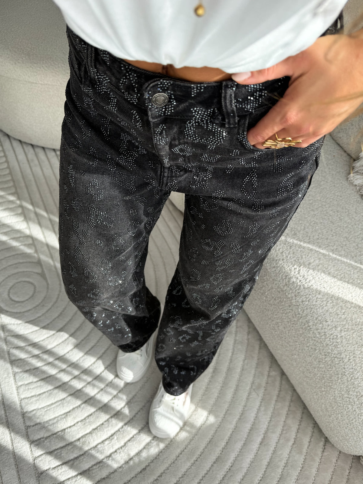 Roxy Crystal Wide Leg Jeans Black