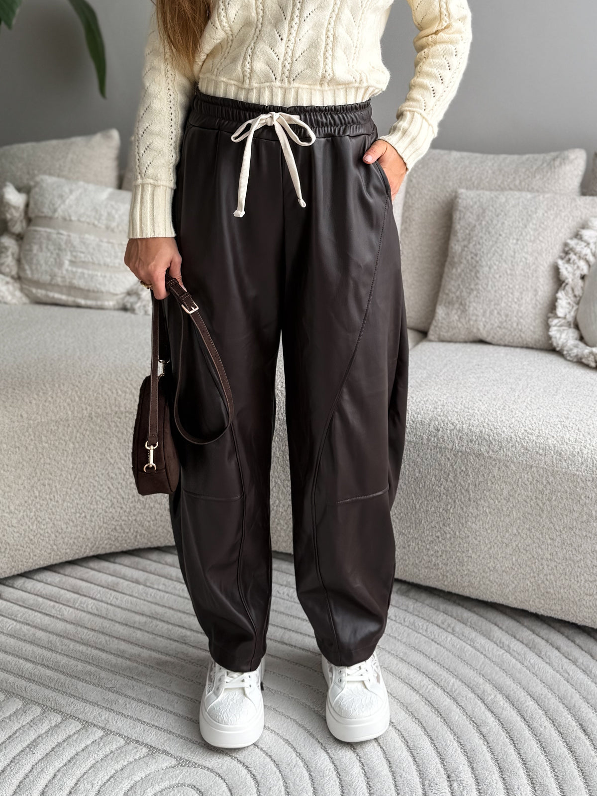 Luna Balloon Leather Look Pants