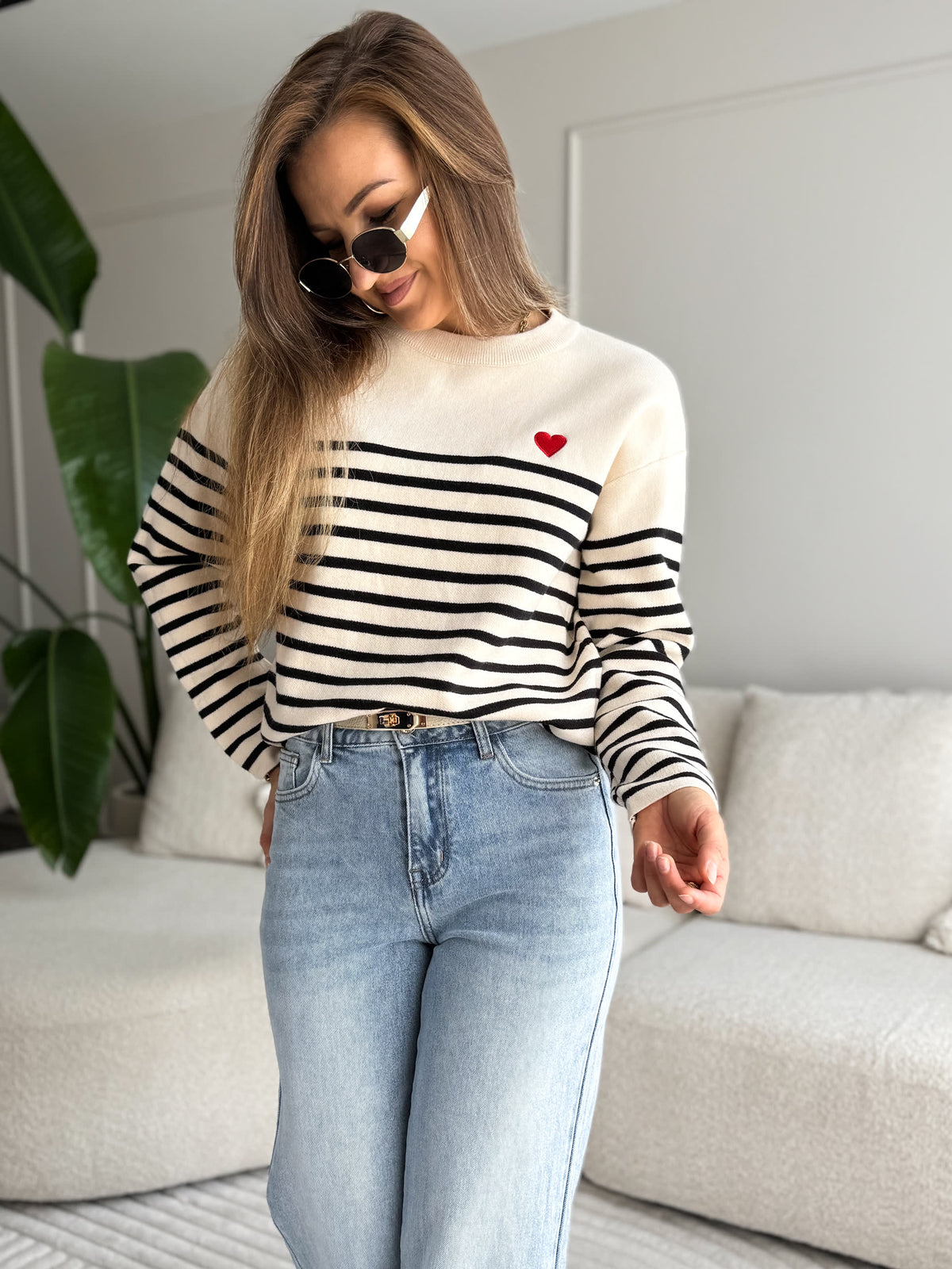 Amelie Heart Sweater Beige