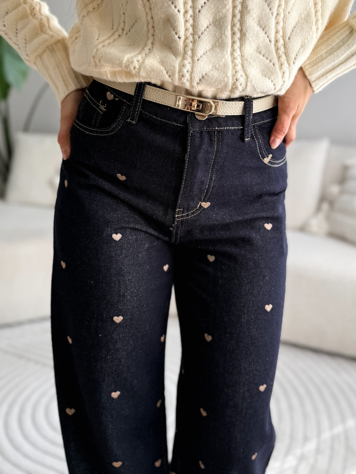 Amiro Heart Jeans Dark Blue
