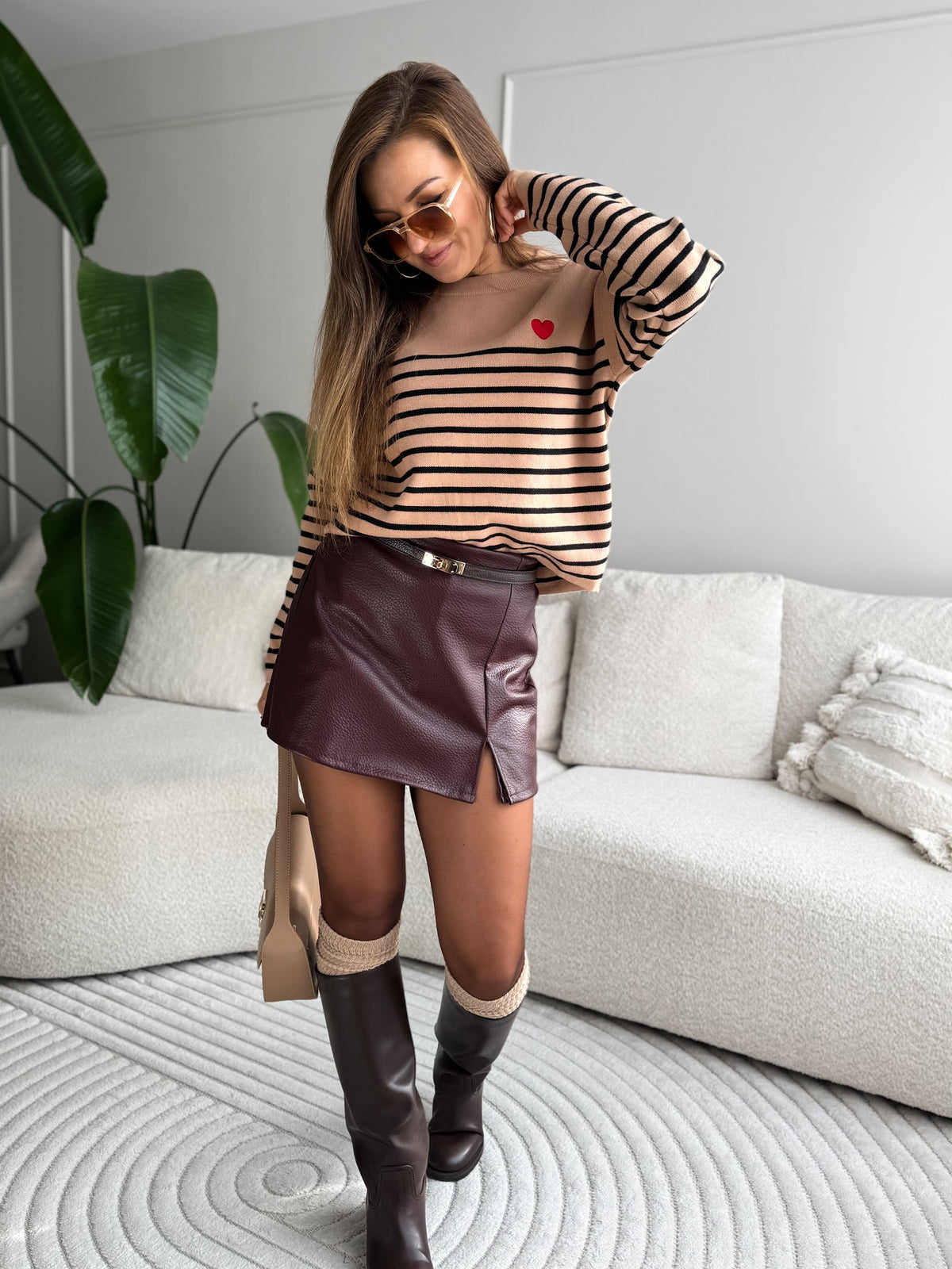 Amelie Heart Sweater Carmel