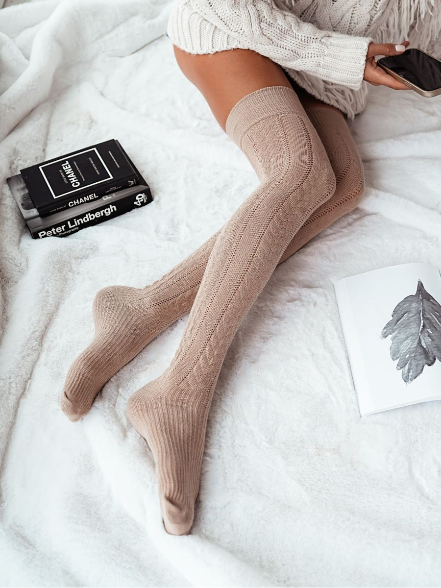 Overknee Socks Beige