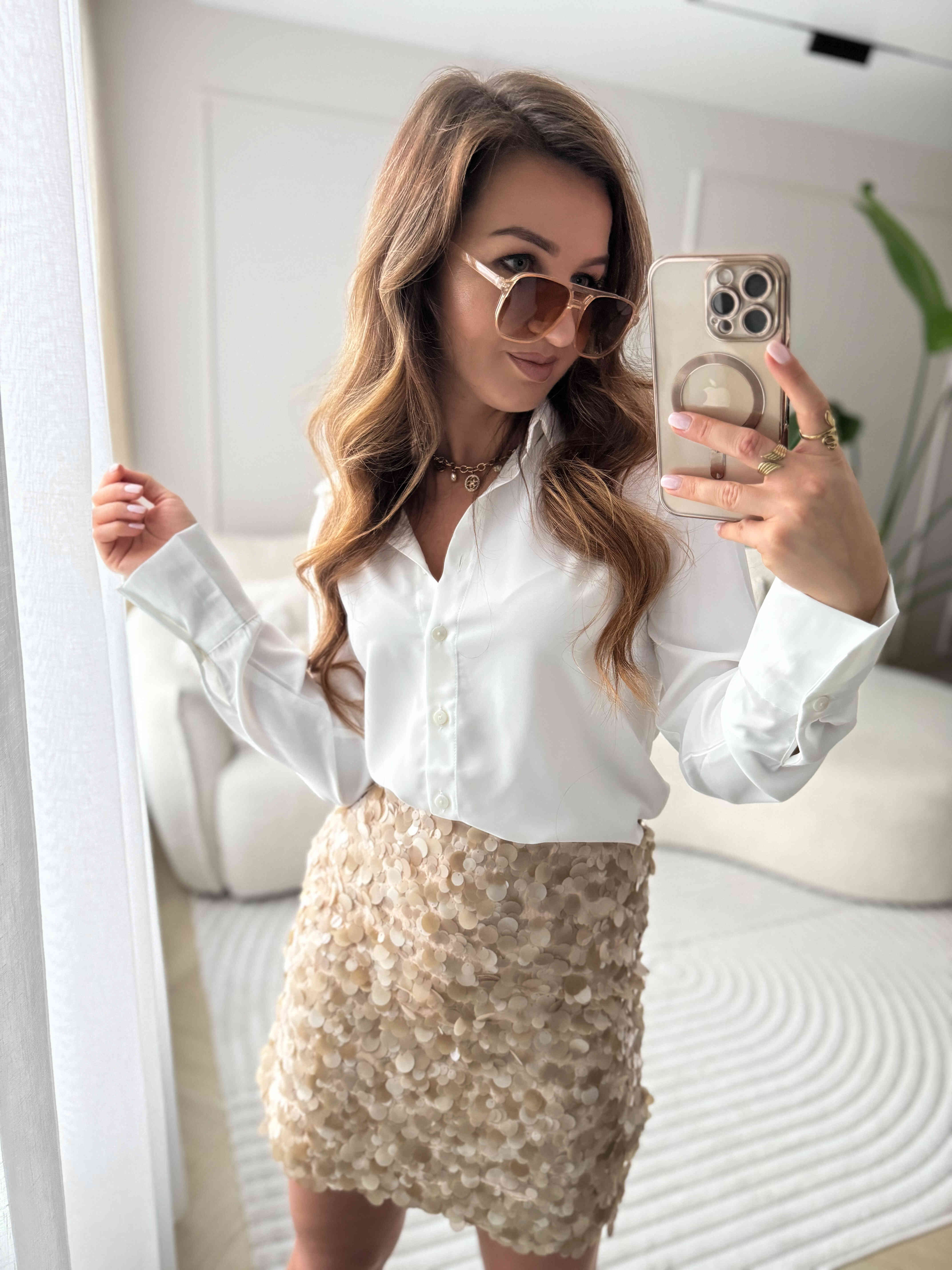 Paillette Skirt Beige