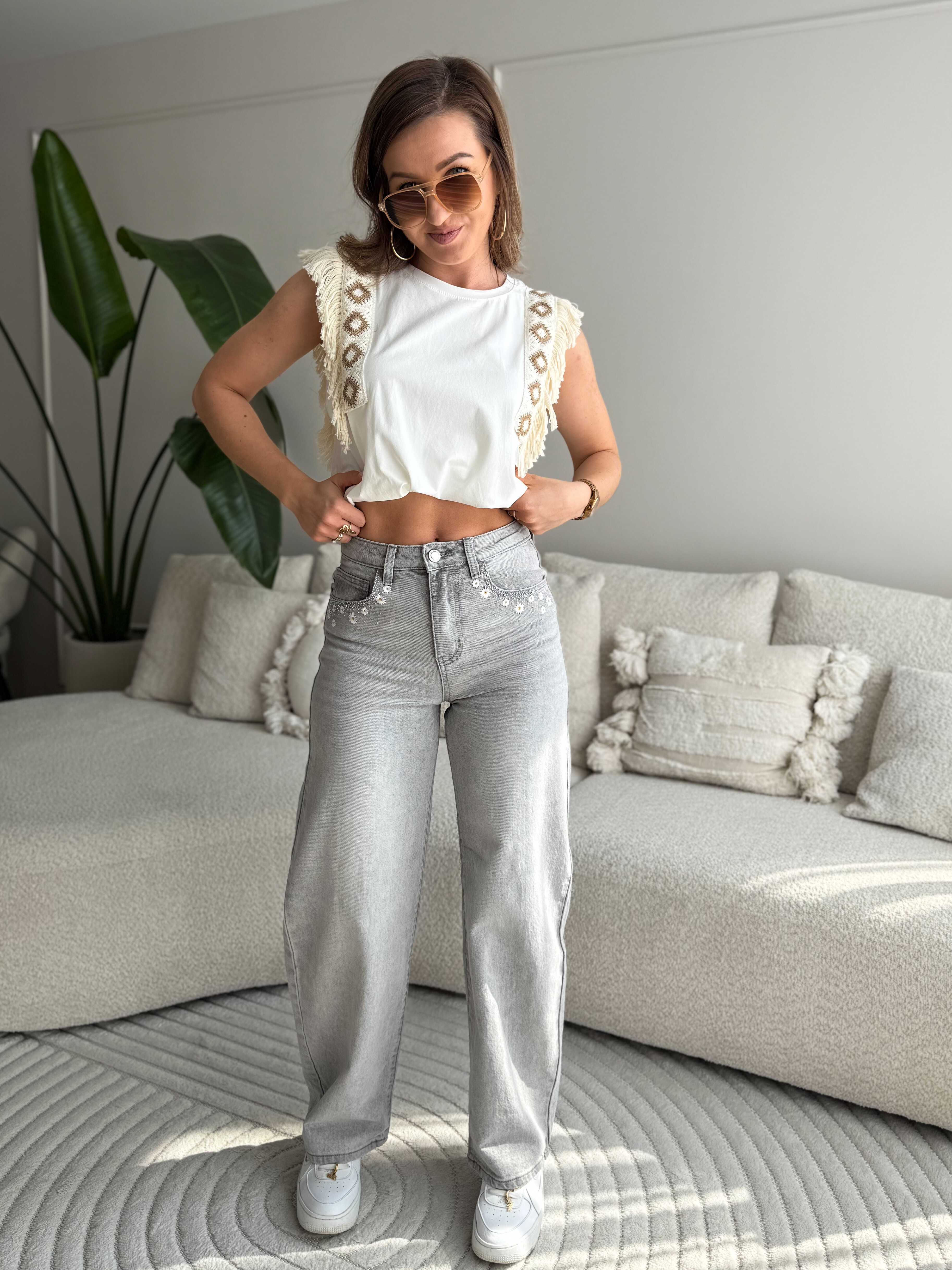 Renee Balloon Jeans Grey