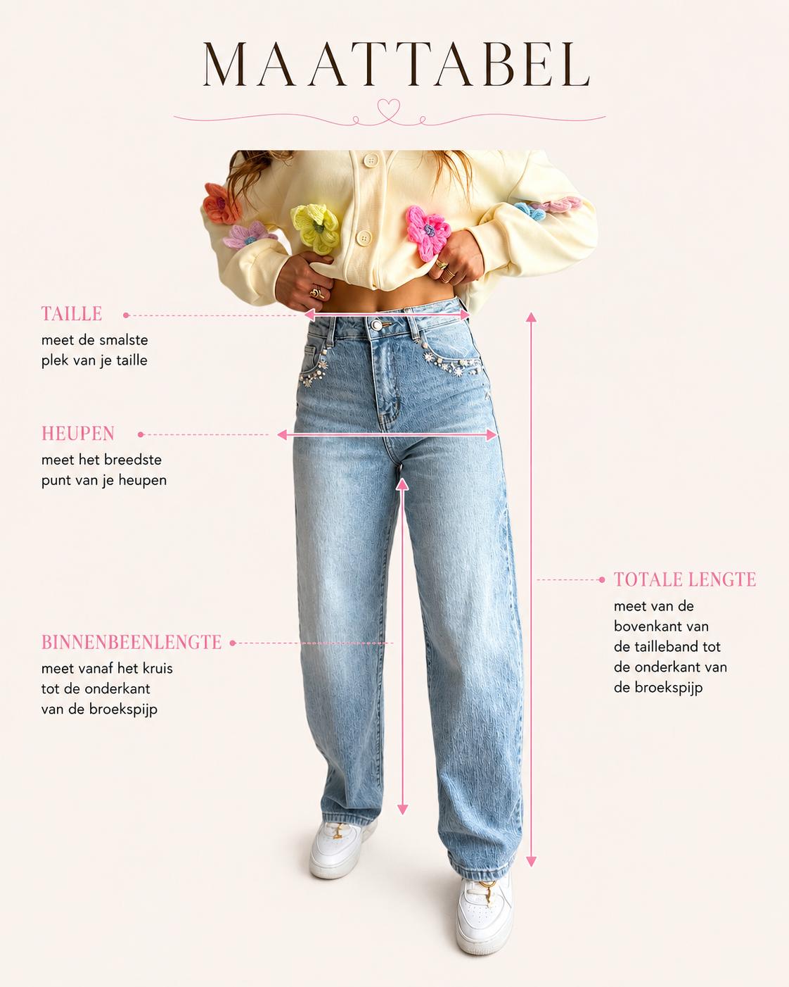 Meetschema voor Grace Crystal Jeans Brown Barrel