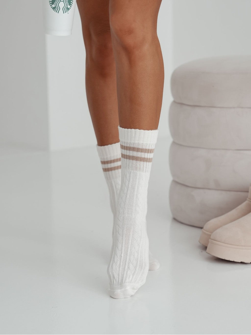 Long Cotton Socks White